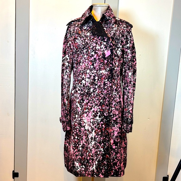 Norma Kamali Jackets & Blazers - Norma Kamali Trench Coat Paint Splatter
Size M - Bold Artistic Statement Piece